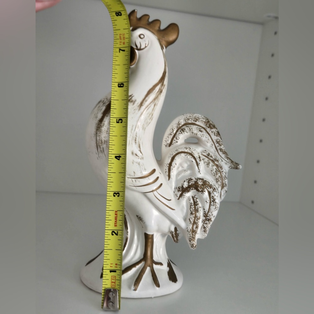 Vintage NAPCO Japan Ceramic Rooster Figurine White Gold Farmhouse Decor 7.5” - Picture 7 of 10